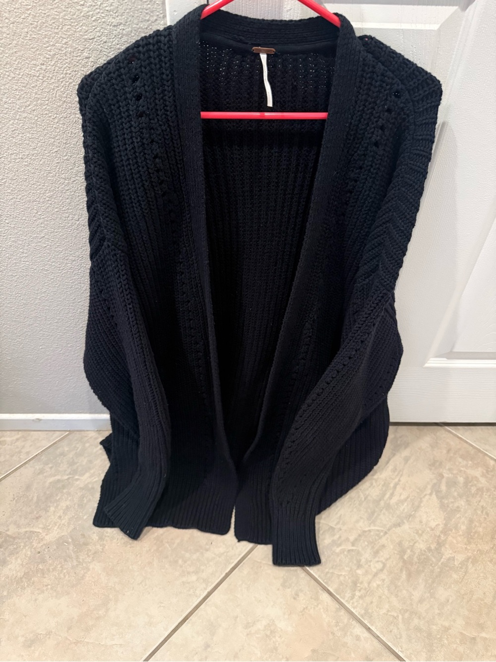 Free People Black Open-Front Knit Cardigan